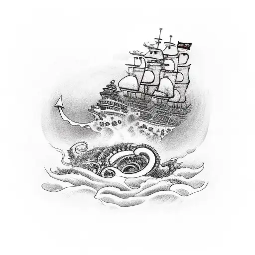 Ship Inside Rum Bottle Embraced By A Kraken