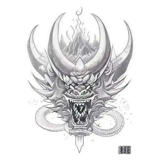 Oni Wrestles With Dragon