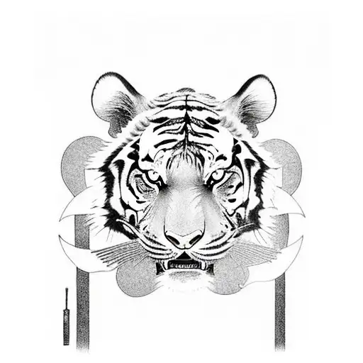 Tiger Fighting Against Ancient Dragon