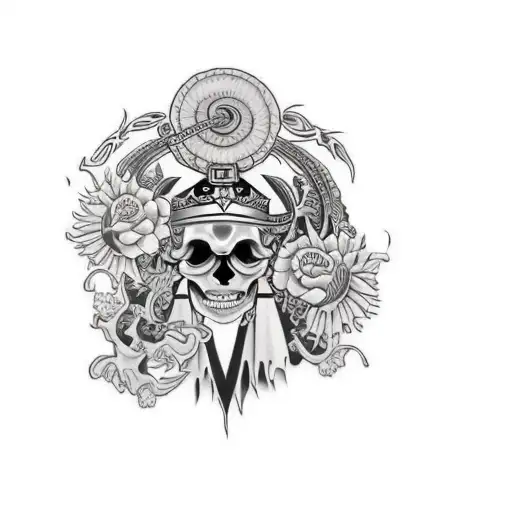 A Skull And Crossbones And Compasa