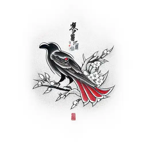 Crow With Sakura
