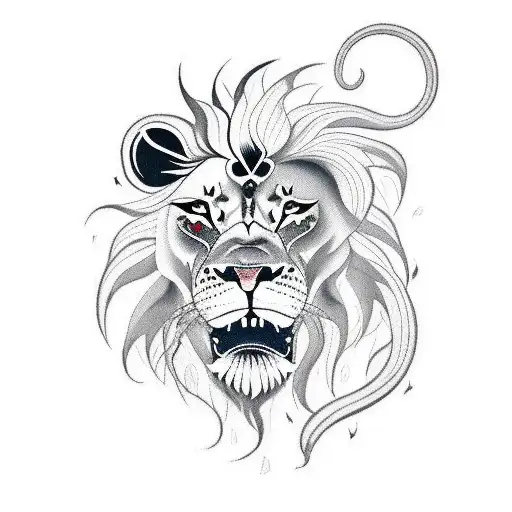 A Lion With Musical Notes Forming Its Mane