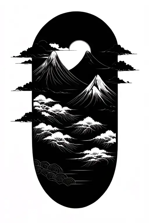 Zen Mountain Range With A Hidden Within