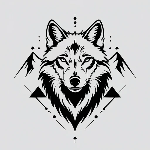 Wolf with mountain background