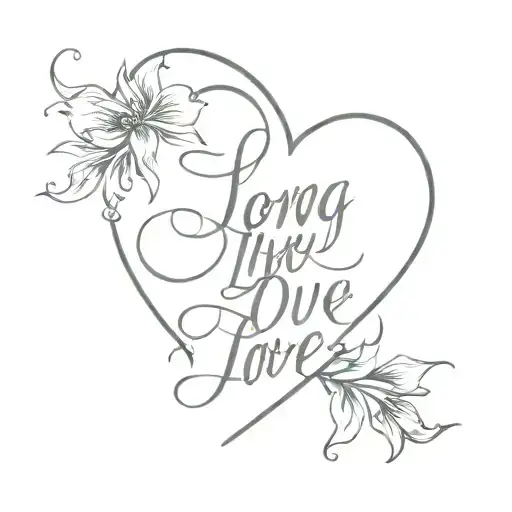 A Delicate Heart Design With The Words 'Long Live Our Love' Written In A Romantic Script Font