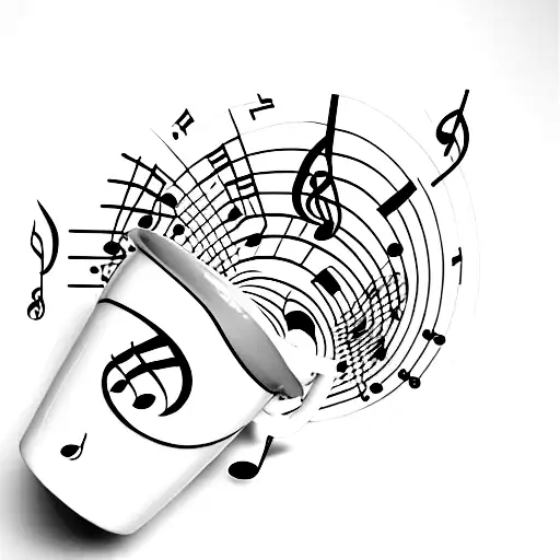 A Coffee Cup With Musical Notes Flowing Out Of It