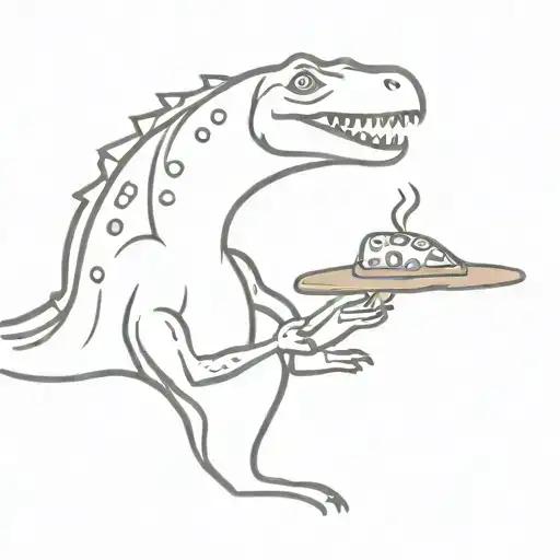 Dinosaur Holding Pizza