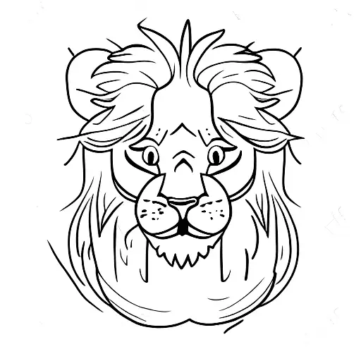 Baby Lion Sleeping In Moon