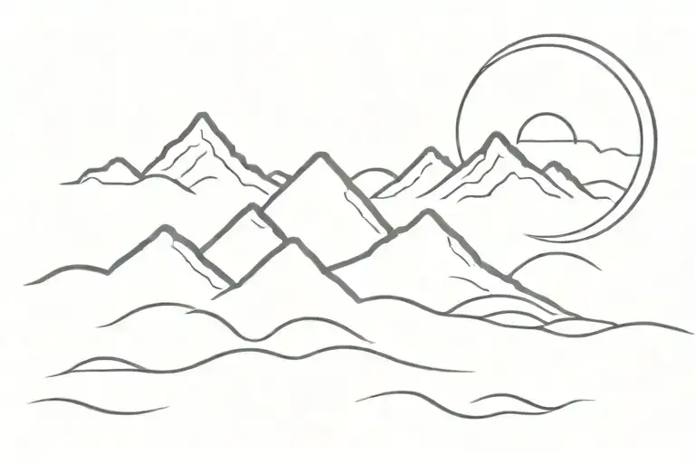 A Serene Scene Of A Sun Setting Behind A Mountain Range Reflected In Calm Ocean Waters