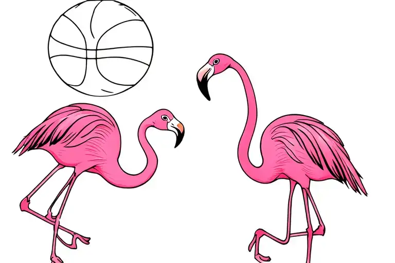Flamingo And Basketball