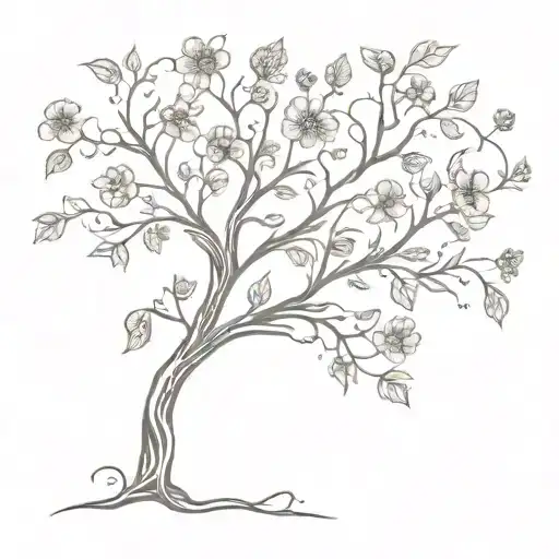 A Tree Of Life With Intricate Floral Patterns Inspired By Favorite Flowers