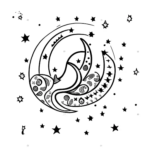 Crescent Moon With Stars