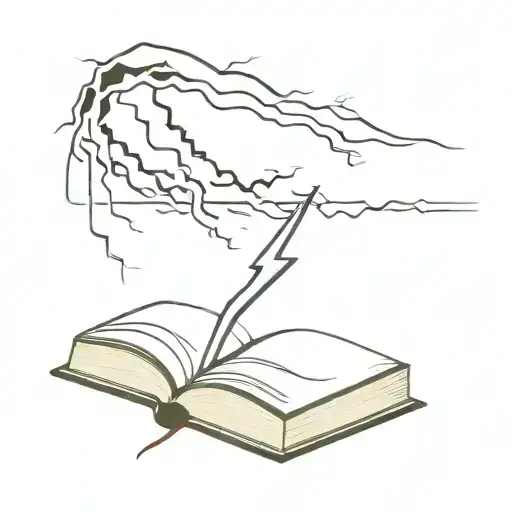Open Book With Lightning Bolt Coming Out Of Pages