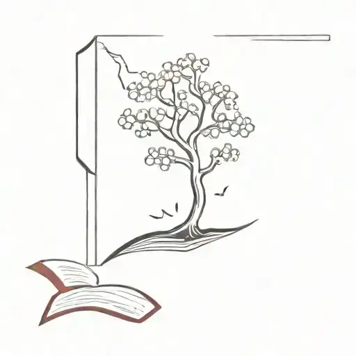 Open Book With Lightning Bolt Cherry Tree Coming Out