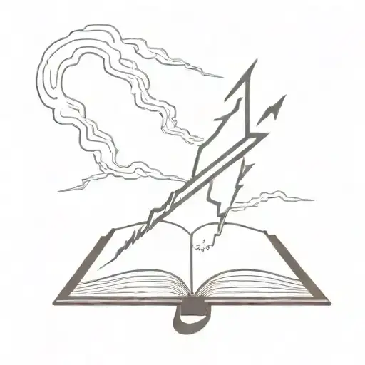 Open Book With Lightning Bolt Coming Out Of Pages