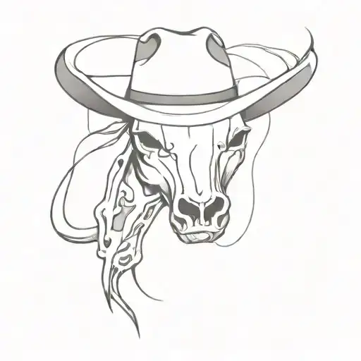 A Cowboy Hat And Cow Skull Merged Into A Unique And Abstract