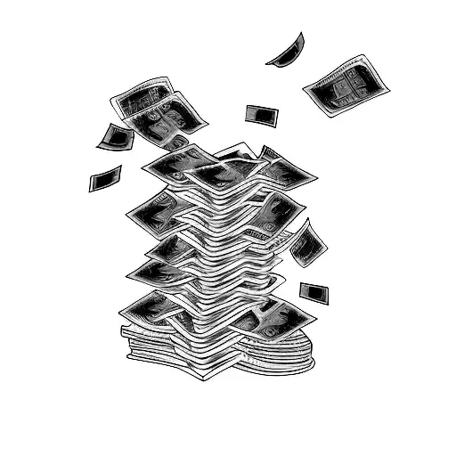 A Stack Of Books With Money Falling Out Of Them
