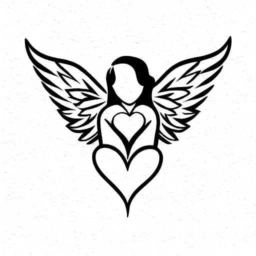 Angel Flying On Heart