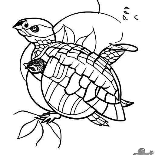 Sparrow Carrying A Shellback Turtle On Its Back
