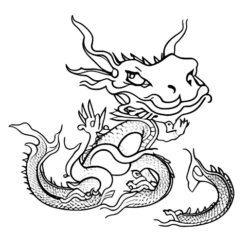 Chinese Zodiac Dragon With A Rabbit