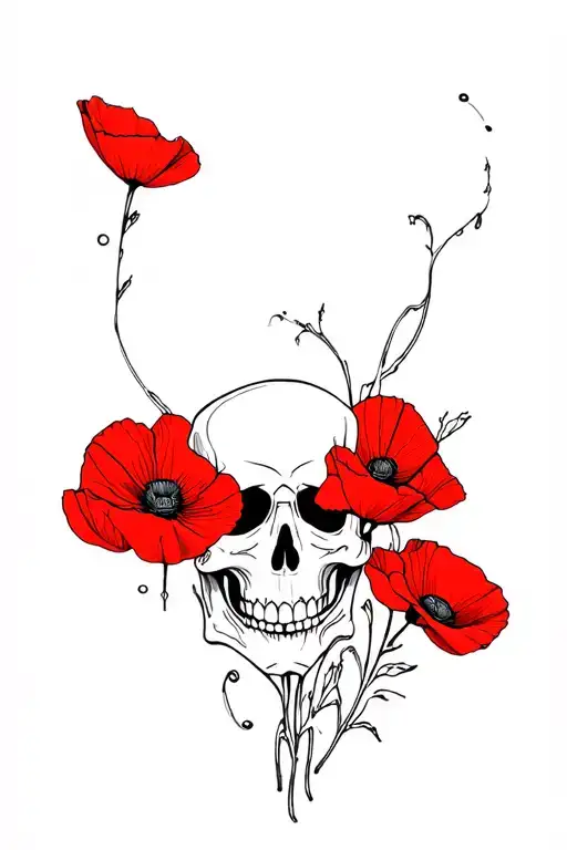 Skull And Poppies