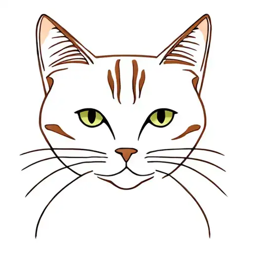 Tabby Brown And White Cat Face