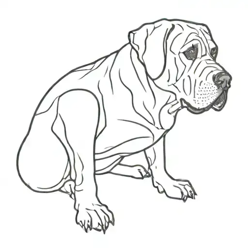 Line Work Tattoo Of A Spanish Mastiff Sitting