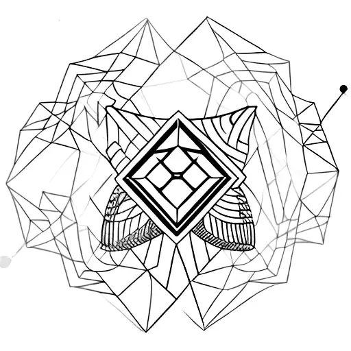 A Minimalistic Tattoo Of A Car Key With Geometric Designs