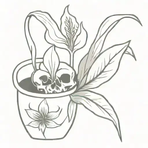 Peace Lilly Using A Skull For A Flower Pot Using Negative Space