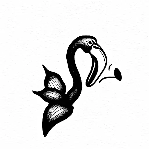 Flamingo With Orchid In The Mouth