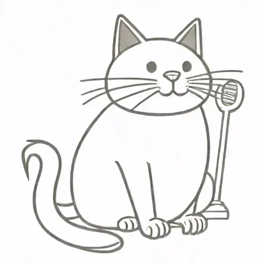 Cartoon Cat Wearing An Apron Cleaning With A Duster While The Sun Is Shining