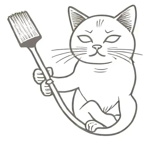 Cat Wearing Cleaning With A Duster While The Sun Is Shining