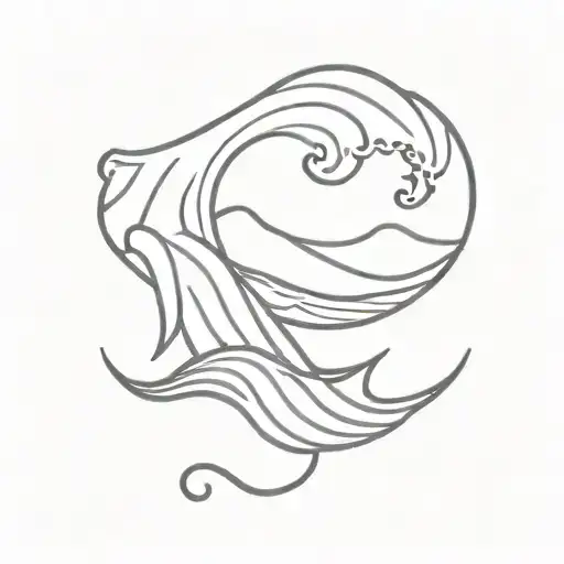 A Minimalist Tattoo Of A Sea Wave Symbolizing Freedom And Travel