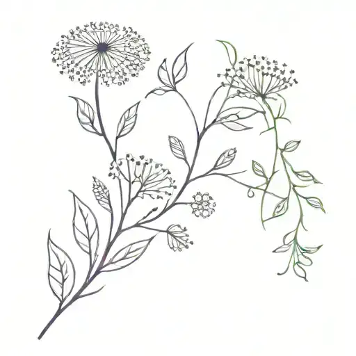 Lilac And Dandelion With A Leaf