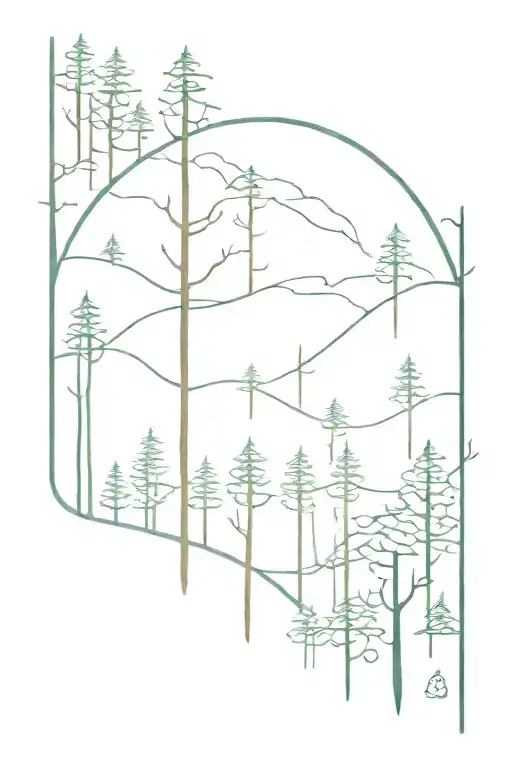 A Serene Forest Scene With A Hidden Musical Element Intertwined Within The Trees