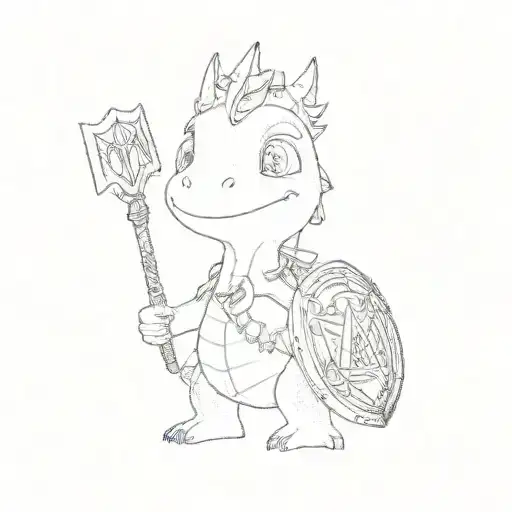 A Dragon With A Shield And A Sword