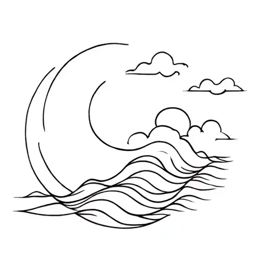 Waves Clouds Moon