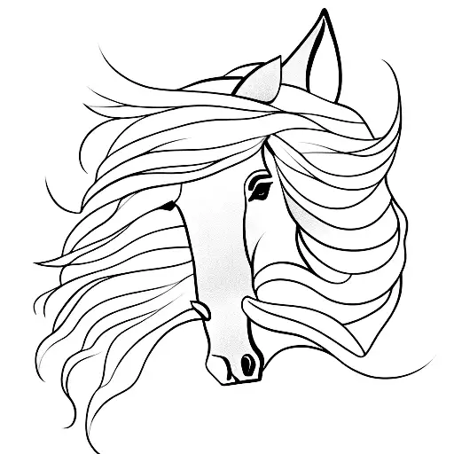 An Abstract Horse's Head Formed By One Line