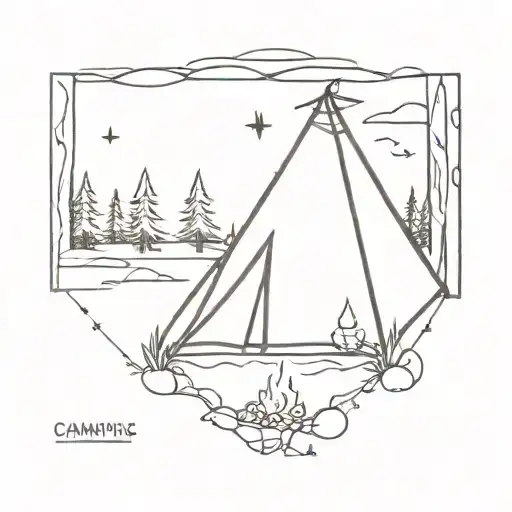 An Minimalist Tattoo Design About Camping With A Beautiful Meaning Behind It And Easy To Draw