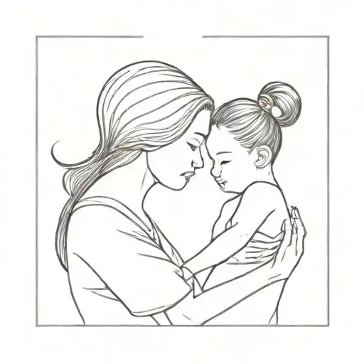 A Minimalist Design Of A Mother And Daughter Sharing A Special Moment