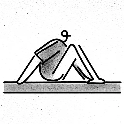 A Man Sitting On A Straight Horizontal Line