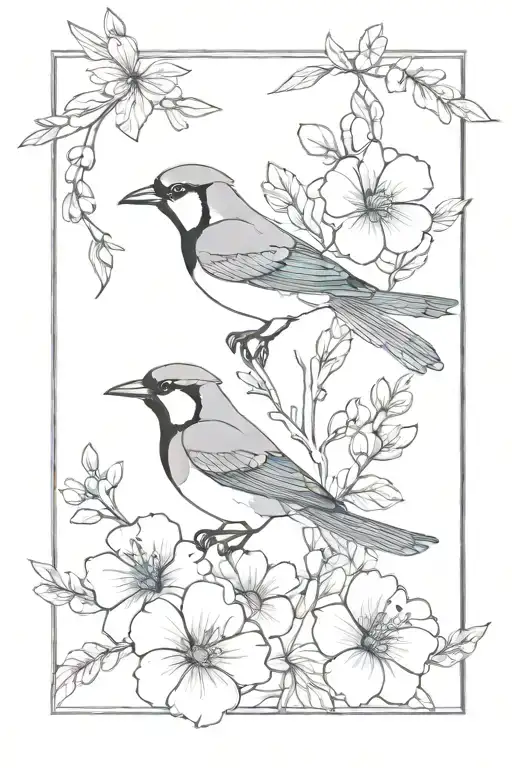 August Birth Flowers And A Jay Bird