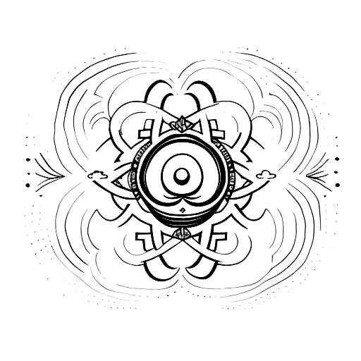 A Minimalist Tattoo Of A Fluffy Cloud With The All Seeing Eye