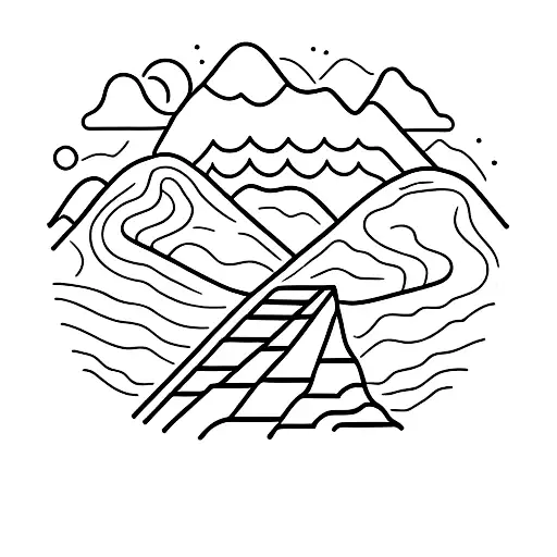 A Mountain Range With A Winding Hiking Trail