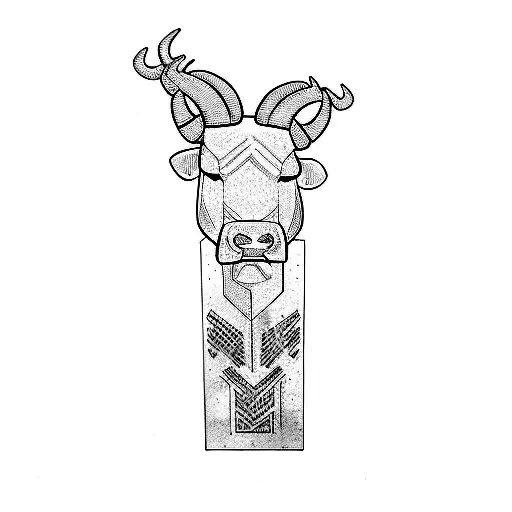 A Statue Of A Bull With Horns