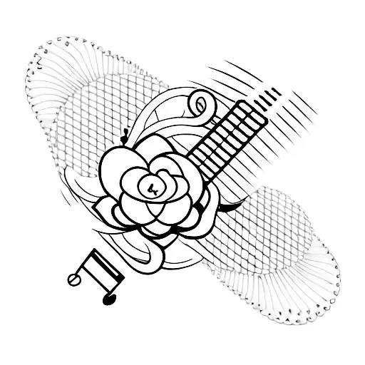 Guitar With A Cherry Flower