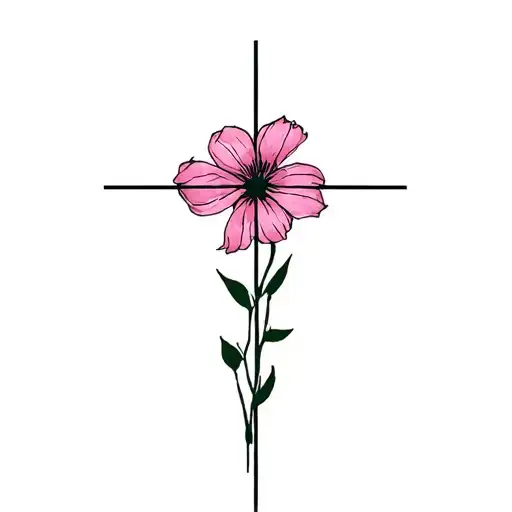 Cross With Julys Birth Flower