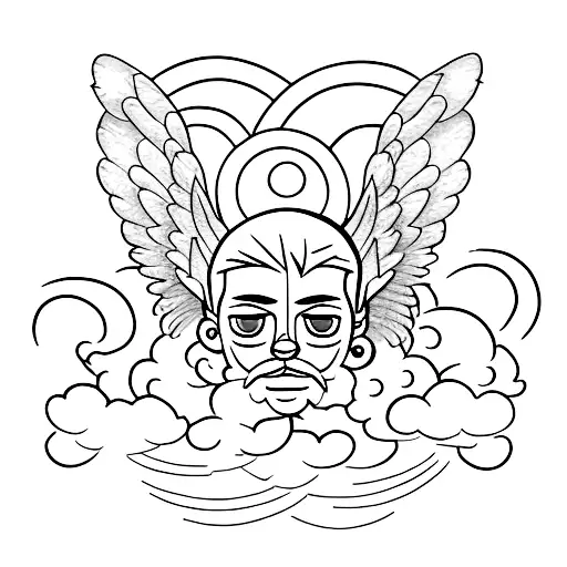 Angel Con Un Sol En Una Nube