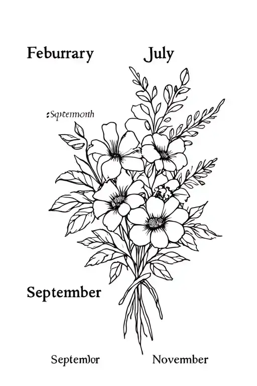 Birth Month Flower Bouquet Feburary July September September And November