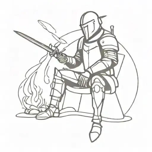 Knight Sitting Around A Fire